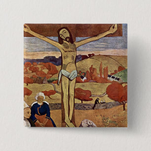 Bóton Quadrado 5.08cm Cristo Amarelo de Paul Gauguin, Arte Fino Antigo