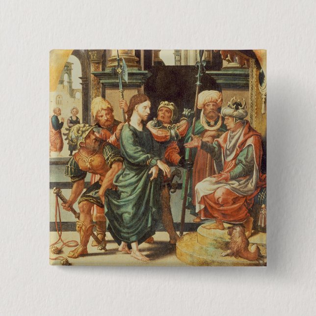 Bóton Quadrado 5.08cm Cristo antes de Pilate (Frente)