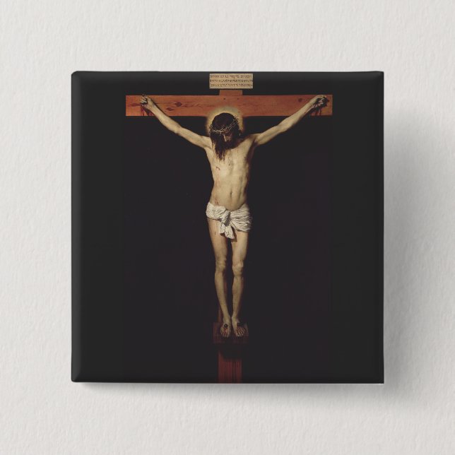Bóton Quadrado 5.08cm Cristo Crucificado por Diego Velazquez (Frente)