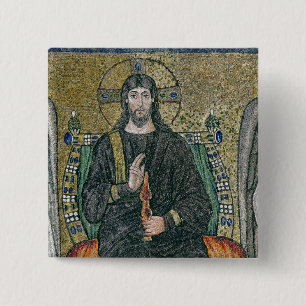 Bóton Quadrado 5.08cm Cristo enthroned com os anjos