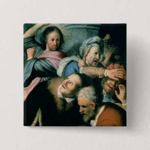 Bóton Quadrado 5.08cm Cristo que conduz os Moneychangers