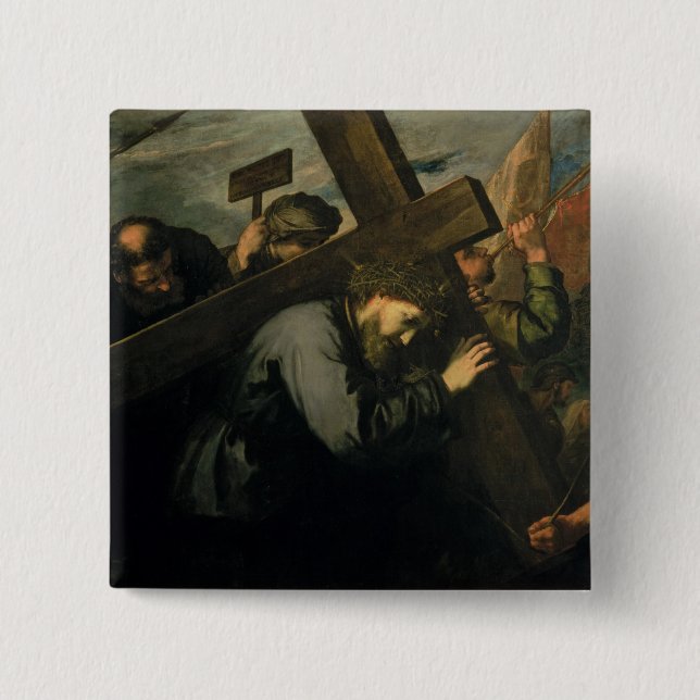 Bóton Quadrado 5.08cm Cristo que leva a cruz, 1635 (Frente)