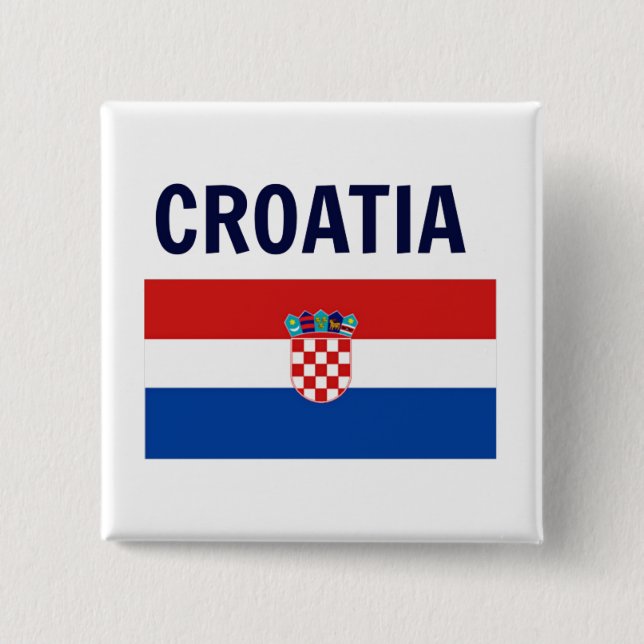 Bóton Quadrado 5.08cm Croácia - Bandeira da Croácia (Frente)
