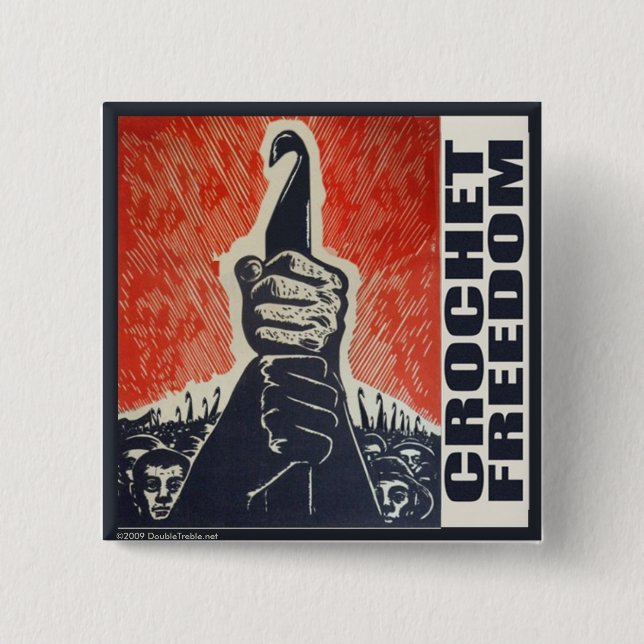 Bóton Quadrado 5.08cm Crochet Freedom - botão (Frente)