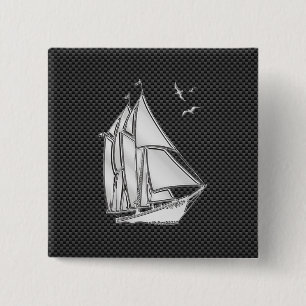 Bóton Quadrado 5.08cm Cromo como Regatta Sailboat em decor de fibra de c