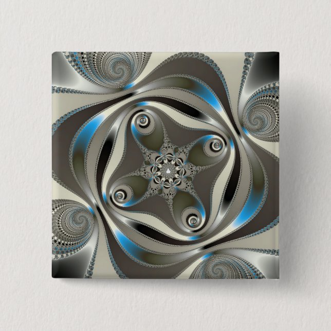 Bóton Quadrado 5.08cm Cromo - Fractal (Frente)