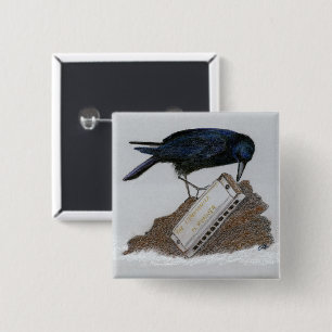 Bóton Quadrado 5.08cm Crow e Harmonica