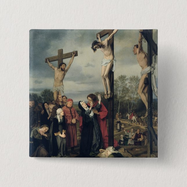 Bóton Quadrado 5.08cm Crucificação, 1873 (Frente)