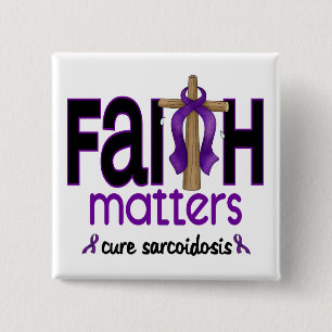 Bóton Quadrado 5.08cm Cruz 1 das matérias da fé do Sarcoidosis