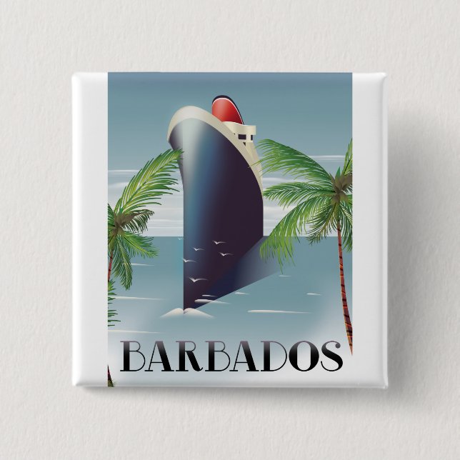 Bóton Quadrado 5.08cm Cruzeiro em Barbados (Frente)