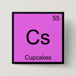 Bóton Quadrado 5.08cm Cs - Símbolo de Elemento de Química de Cupcakes 