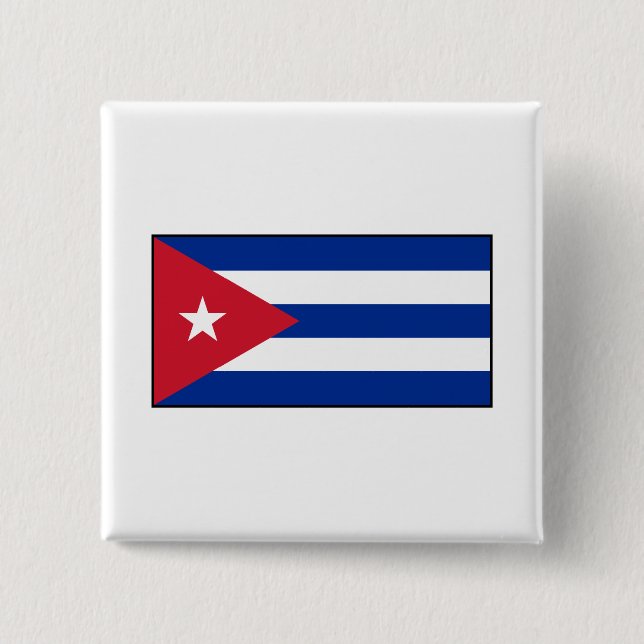 Bóton Quadrado 5.08cm Cuba - bandeira cubana (Frente)