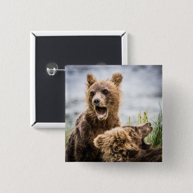 Bóton Quadrado 5.08cm Cubos Grizzly Procurando Sua Mãe (Frente & Verso)