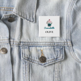 Bóton Quadrado 5.08cm Cupcake personalizado Logotipo de empresa Nome de 