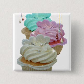 Bóton Quadrado 5.08cm Cupcakes com Bling!
