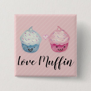 Bóton Quadrado 5.08cm Cupcakes Love-Muffin