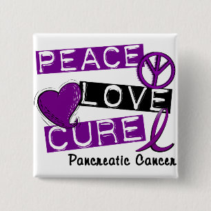 Bóton Quadrado 5.08cm CURA 1 do AMOR da PAZ do câncer de pâncreas
