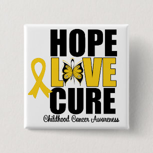 Bóton Quadrado 5.08cm Cura do amor da esperança do cancer da infância