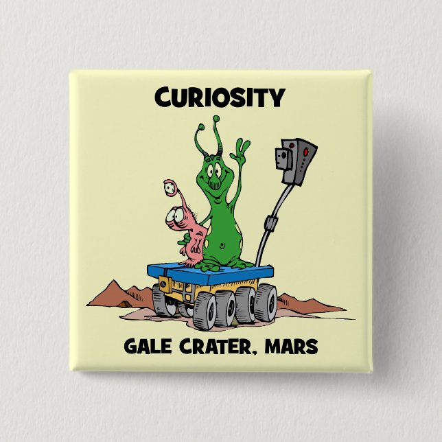 Bóton Quadrado 5.08cm Curiosidade de Marte Rover (Frente)
