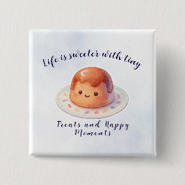 Bóton Quadrado 5.08cm Cute Cake Dessert Button