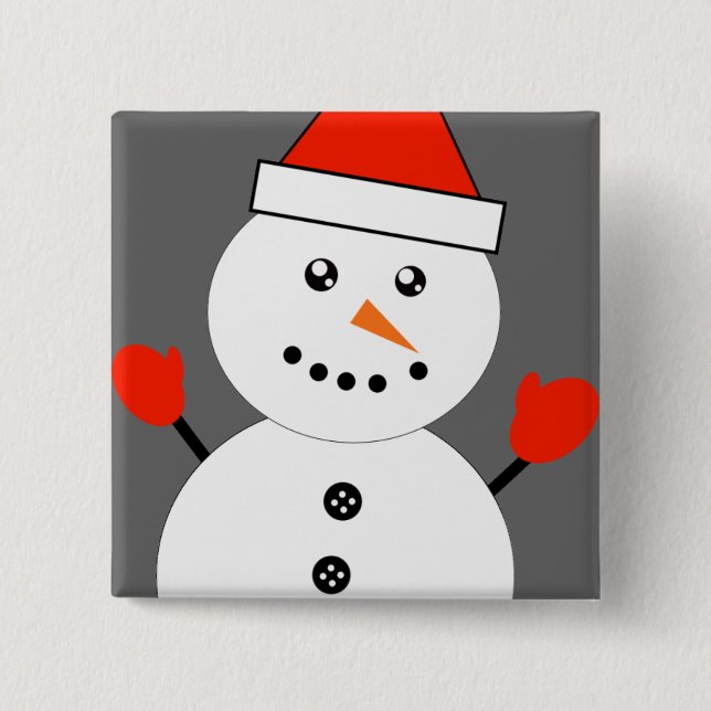Bóton Quadrado 5.08cm Cute Kawaii Snowman (Frente)