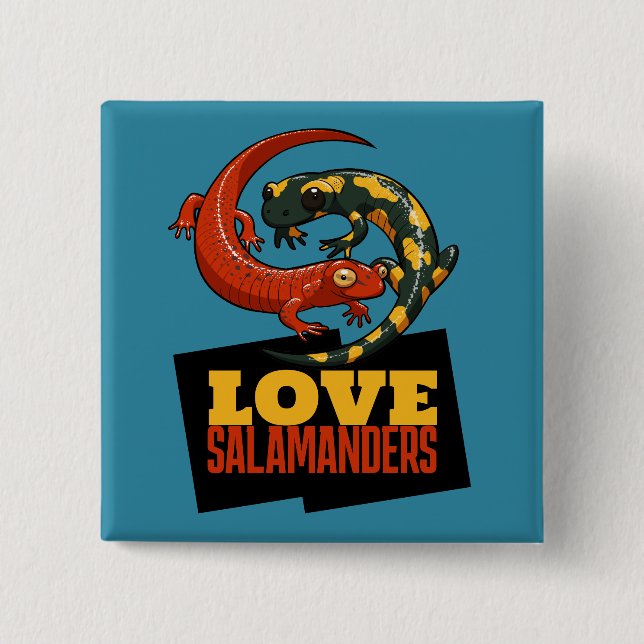 Bóton Quadrado 5.08cm Cute Salamander Love Salamanders Fan Cartoon (Frente)