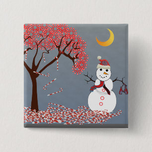 Bóton Quadrado 5.08cm Cute Snowman