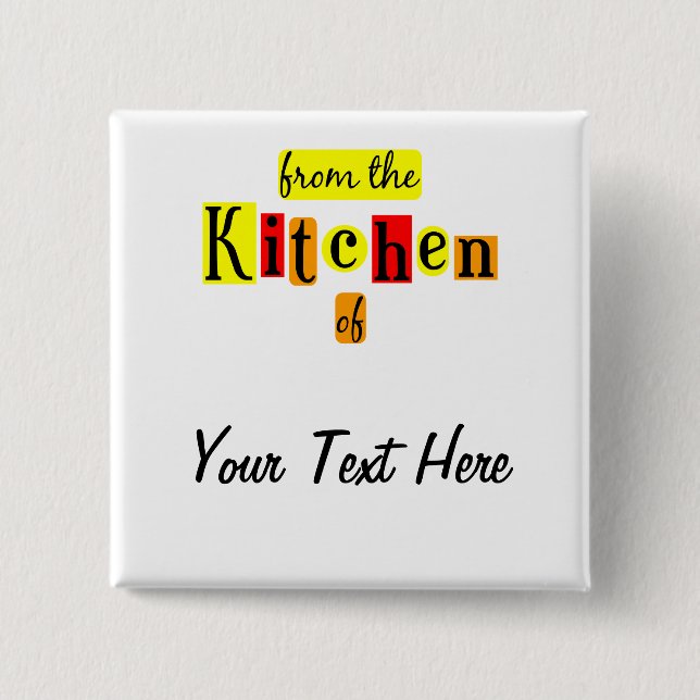 Bóton Quadrado 5.08cm Da Cozinha de Retro Custom Pinback (Frente)