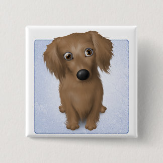 Bóton Quadrado 5.08cm Dachshund (Longo-Cabelo)