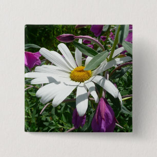 Bóton Quadrado 5.08cm Daisy e Fireweed