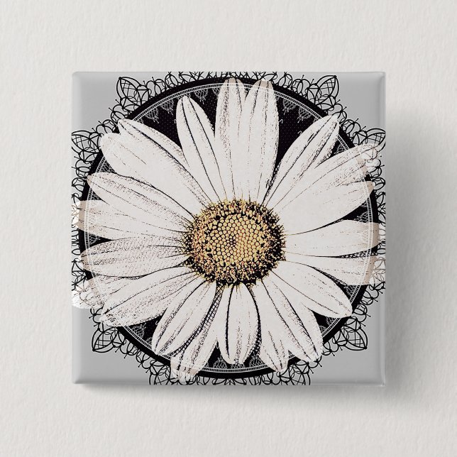 Bóton Quadrado 5.08cm Daisy Mae Button (Frente)