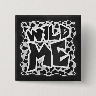 Bóton Quadrado 5.08cm Dalmácia Black and White com Wild Me