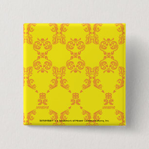 Bóton Quadrado 5.08cm Damasco amarelo alaranjado