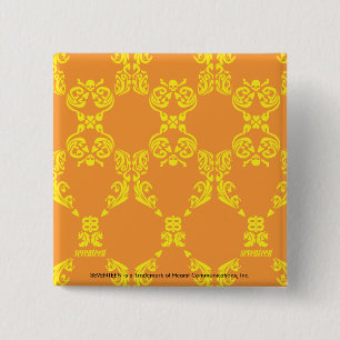 Bóton Quadrado 5.08cm Damasco laranja-amarelo