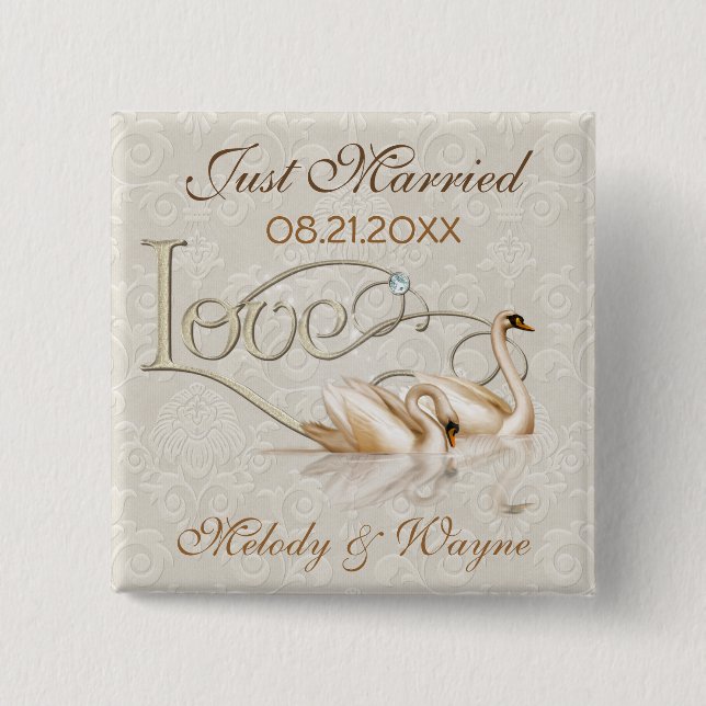 Bóton Quadrado 5.08cm Damask Elegance (Frente)