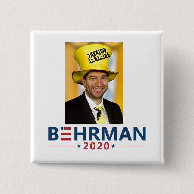 Bóton Quadrado 5.08cm Dan Behrman para o Presidente 2020 (Frente)
