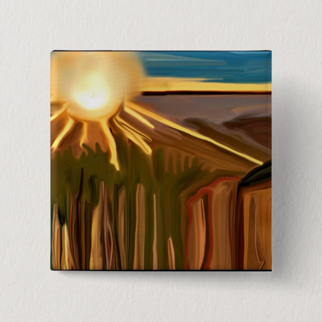 Bóton Quadrado 5.08cm Dança da Arte Abstrato dos Cactos (Frente)