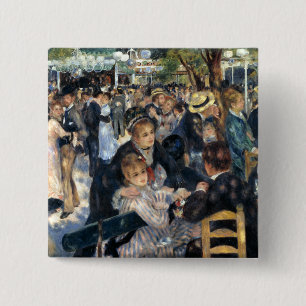 Bóton Quadrado 5.08cm Dança de Le Moulin de la Galette por Renoir