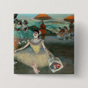 Bóton Quadrado 5.08cm Dançarino de Edgar Degas   com o buquê, curtseyi