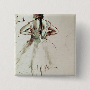 Bóton Quadrado 5.08cm Dançarino de Edgar Degas   visto da parte traseir