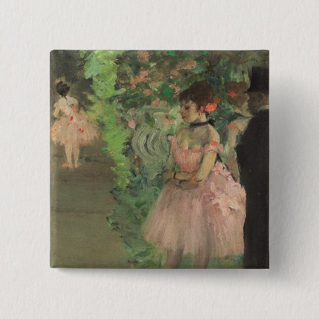 Bóton Quadrado 5.08cm Dançarinos de bastidores, 1876-1883 de Edgar Degas (Frente)