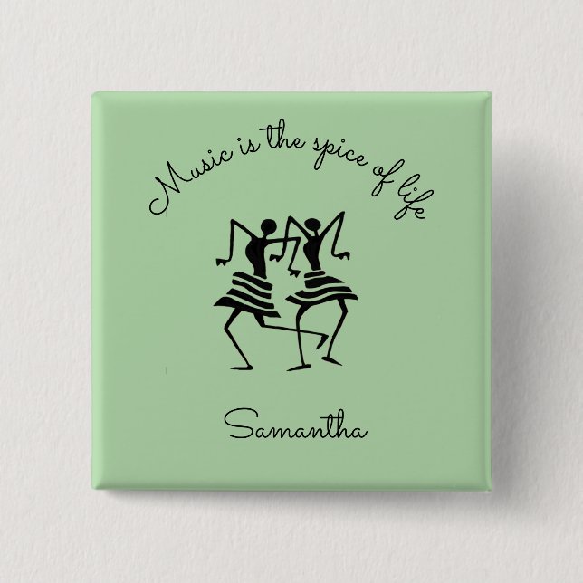 Bóton Quadrado 5.08cm Dançarinos de celebração de silhuetas inspiraciona (Frente)