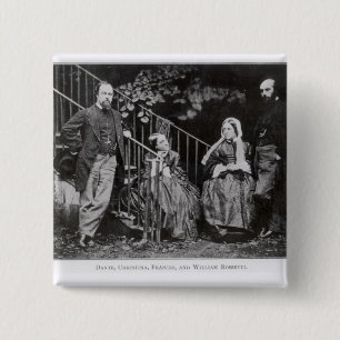 Bóton Quadrado 5.08cm Dante, Christina, Frances e William Rossetti
