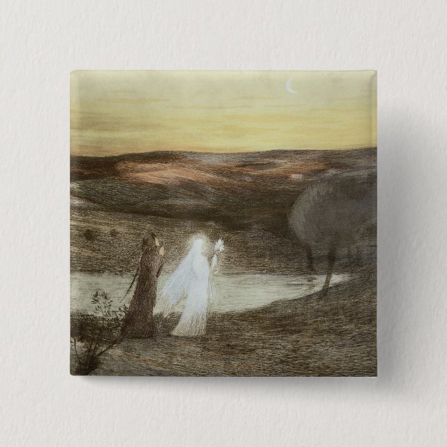 Bóton Quadrado 5.08cm Dante e Beatrice, de "L'Estampe moderno", publ (Frente)
