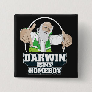 Bóton Quadrado 5.08cm Darwin é meu ficar em casa (a cor completa)