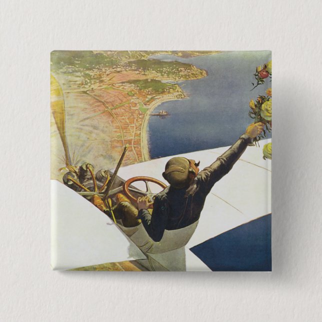 Bóton Quadrado 5.08cm d'Aviation da reunião agradável (Frente)