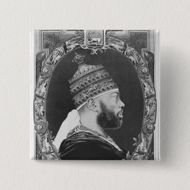 Bóton Quadrado 5.08cm de Etiópia, Menelik II (Frente)