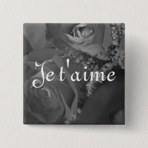 Bóton Quadrado 5.08cm De "t'aime Je" (tradução francesa do "eu amo