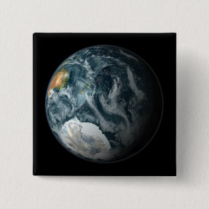 Bóton Quadrado 5.08cm De vista completa da terra que destaca a Antártic