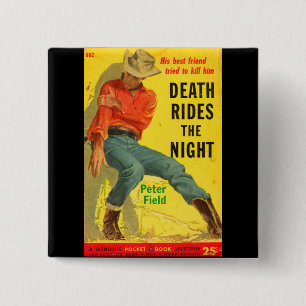 Bóton Quadrado 5.08cm Death Rides the Night Western book cobrir